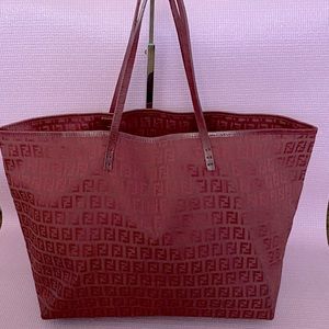 ❤️Final Sale! Fendi Dark Red Monogram Zucca Roll Tote bag